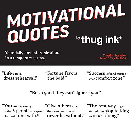 Motivational Quotes by Thug Ink® - 7 Temporary Tattoos ~ Daily Motivational Quotes ~ Inspirational Quotes ~ Water-transfer Tattoos Thug Ink
