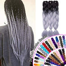 24 Inch Jumbo Braids Hair Extensions Ombre High Temperature Synthetic Hair African Rainbow Box Braiding Hair for Senegal Twist 100g/pack 2 Tones Black/Grey 5 Packs Hairro Store