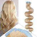 20 Inch 20pcs 100g Tape in Hair Extensions Wavy Human Hair