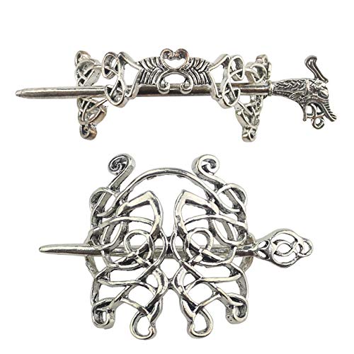 Tinsow 2 Pcs Silver Celtic Dragon Hair Slide Hairpins Hair Accessories Hair Clips, Creative Hair Barrette Minimalist Hair Claw Hair Pin Hair Accessories for Women (Style T R) Tinsow