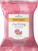 Burts Bees Clarifying Facial Cleanser Towelettes and Makeup Remover Wipes with Pink Grapefruit, for All Skin Types, Made with Repurposed Cotton, 30 Count Burt's Bees