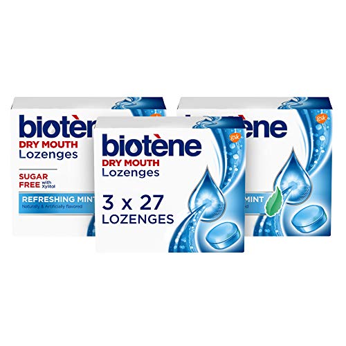biotène Dry Mouth Lozenges for Dry Mouth and Fresh Breath, Dry Mouth Relief and Breath Freshener, Refreshing Mint - 27 Count (Pack of 3) biotène