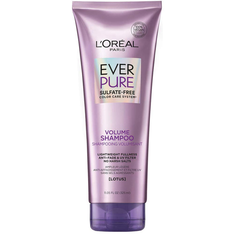 L'Oreal Paris EverPure Volume Sulfate Free Shampoo for Color-Treated Hair, Volume + Shine for Fine, Flat Hair, with Lotus Flower, 11 Fl; Oz (Packaging May Vary) L'Oreal Paris