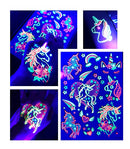 Temporary Tattoos – 1 Sheet Unicorns Design Body Paint Art Blacklight Reactive Light Festival Accessories Glow in the Dark Party Supplies | 7.2” x 5.2” Temp Great for EDM EDC Party Unicorn Rave Parties d'IRIS studio
