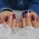 CoolNail Mix Rose Gold Glitter Frosted Burgundy Matte Stiletto False Nails 48pcs Full Cover Amlond Finished Pre Design Fake Nail Tips Coolnail