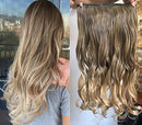 DevaLook 20 Inches Half Head One Piece Long Wavy Curly Clip in Hair Extensions Ombre 2 Tones DL (Light ash brown to sandy blonde) DevaLook Hair Extensions