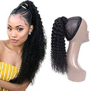 Curly Human Hair Strap Ponytail Extensions, 100% Unprocessed Brazilian Hair Wrap Around Ponytails, Magic Paste with Comb Clip in Kinky Curly Pony Tail (26", Curly Hair) ALISFEEL