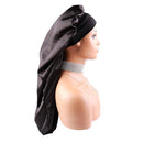 Sent Hair Extra Long Satin Hair Bonnet for Women Double Layer Night Sleeping Cap for Braids,Curly,Long Hair- Soft Elastic Band,Black sent hair