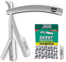 Utopia Care Professional Barber Straight Edge Razor Safety with 100-Pack Derby Blades - 100 Percent Stainless Steel (Silver) Utopia Care