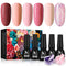 MILD EAST Gel Nail Polish Kit, 6 Colors Nude Pink Gel Nail Polish UV Gel Glitter Nail Polish with Acrylic Powder, Glossy/Matte Nail Polish Gift Set for Women MILD EAST