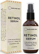 Retinol Serum 2.5% for Face & Eyes (2 oz) with Vitamin A, E, Hyaluronic Acid & Green Tea for Anti-Aging, Fine Lines & Wrinkles. Brightening Facial Serum for Day & Night use by Simplified Skin Simplified Skin