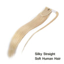 Blonde Ponytail Extension Remy Human Hair Clip in Ponytail Hair Extensions Wrap Around Pony Tails Hairpiece Comb Binding Long Straight One Piece Hair for Women 14inch Bleach Blonde