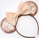 CLGIFT Beige Minnie Ears, Ivory Cream Minnie Ears, Silver White Minnie Ears, Mouse Ears,Classic Silver Mickey Ears (Rose Gold) CLGIFT