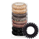 Kitsch Spiral Hair Ties, Coil Hair Ties, Phone Cord Hair Ties, Ponytail Hair Coils No Crease, Headband - 8 pcs (Brunette) Kitsch