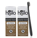 Hello Oral Care Activated Charcoal Whitening Fluoride Toothpaste Twin Pack + BPA-Free Black Toothbrush hello Store