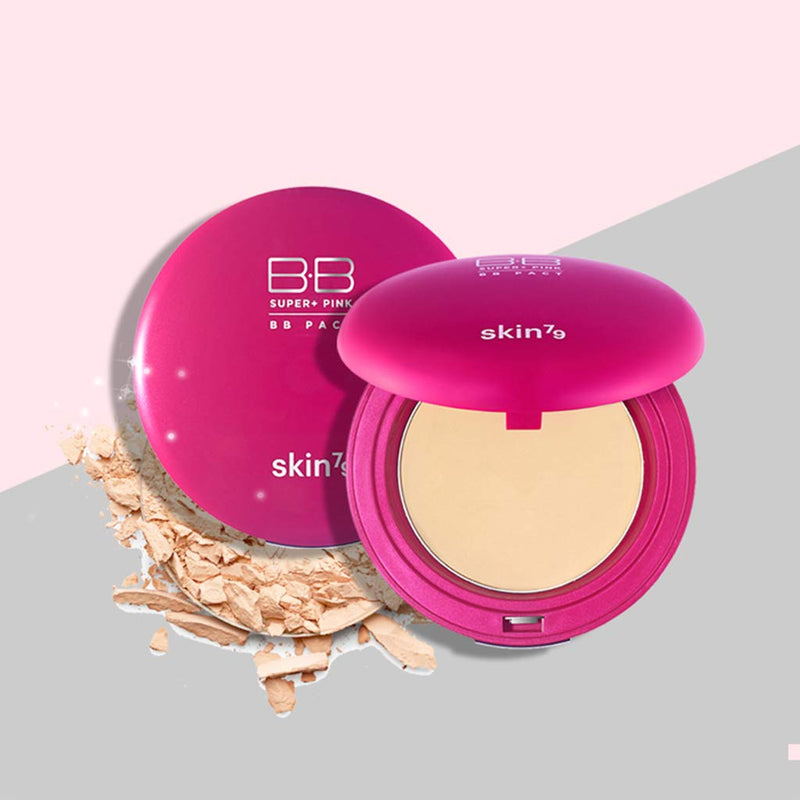 [SKIN79] Super Plus Pink BB Pact 15g - Sebum Control Silky Finish Sun Protection Powder Pact, Light Beige Color SKIN79