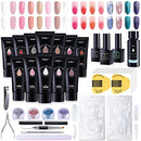 Poly Nail Gel Kit, Ohuhu 12 Colors Nail Gel Kit with 4 Temperature Changing Colors, 8 Regular Color Nail Extension Professional Kit for DIY Girls Girlfriend Mother Lover - Primary Color Ohuhu