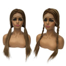 Long Human Hair Wigs 150% Density 13X4X1 Lace Front Straight Hair Wig Ombre Balayage Highlight Medium Brown With Strawberry Blonde Wig Pre Plucked Bleached Knots 24 Inches Biena Store