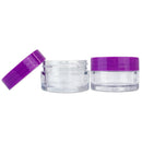 Beauticom 20 gram/20ml Empty Clear Small Round Travel Container Jar Pots with Lids for Make Up Powder, Eyeshadow Pigments, Lotion, Creams, Lip Balm, Lip Gloss, Samples (12 Pieces, Purple) Beauticom