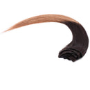 Hairro Clip in Hair Extensions 100% Human Hair Thin Natural Black 12 Inch Short Straight Ombre Human Hair Dark Brown to Light Brown Clip on Hairpieces 80g Machine Weft 8pcs 18 Clips for Women
