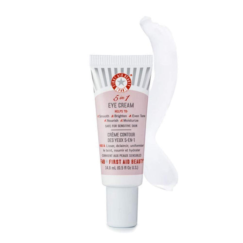 First Aid Beauty 5 in 1 Eye Cream: Multi Action Anti Aging Eye Cream for Dry Sensitive Skin. Great for All Skin Types. (0.5 Ounce) First Aid Beauty