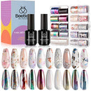 Beetles Nail Foil Glue Gel 2 Bottles 15ML with 20PCS Flower Butterfly and Metal Foil Stickers Set Nail Transfer Glues Manicure Art DIY Nail, LED Lamp Required Soak Off beetles Gel Polish