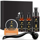 Beard Growth Kit,Derma roller for beard growth,Biotin Beard Growth oil for Patchy Beard ,Beard Serum,Beard Shampoo,Beard Balm,Beard Comb,Beard E-Book-Gifts for Men Him Dad Father Boyfriend Wattne