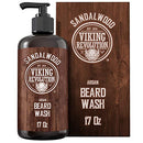 Beard Wash Shampoo w/Argan & Jojoba Oils - Softens & Strengthens - Sandalwood Scent - Beard Shampoo w/Beard Oil (17 oz Shampoo) Viking Revolution