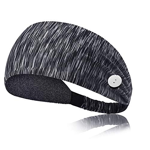 Yoga Sports Headband with Button Anti-Strap, Wide Hair Bandana to Protect Ears for Nurses Doctors and Everyone, Vintage Elastic Hair Accessories (Gray) LOBKIN