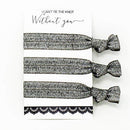 Bachelorette Hair Ties Set No Crease Ribbon Elastics Ouchless Ponytail Holders Hair Bands for Bachelorette Gift Bridesmaid Gift Bride Showers (6 Pack, Glitter Grey) Mebel Lola