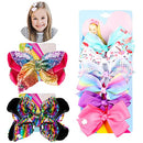 PANTIDE 8Pcs Jojo Bow Hair Clips- 8 Inch Large Sparkly Glitter Sequin Hair Bows and 5 Inch Rainbow Unicorn Grosgrain Ribbon Hair Bows, Alligator Hair Clips Hair Barrettes Accessories with Gift Bag PANTIDE
