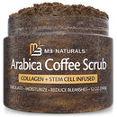 M3 Naturals Arabica Coffee Body Scrub with Collagen & Stem Cell - Exfoliating Body Scrubber & Face Cleanser - Fight Skin Care Appearance - Cellulite, Fine Line, Stretch Mark & Spider Veins! 12 oz M3 Naturals
