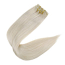Full Shine Seamless Clip in Hair Extensions 20 Inch 8Pcs Clip in Human Hair Extensions 100 Gram Real Remy Hair Extensions with Clip Color 60 Platinum Blonde Human Hair Clip in Extensions Full Shine Store