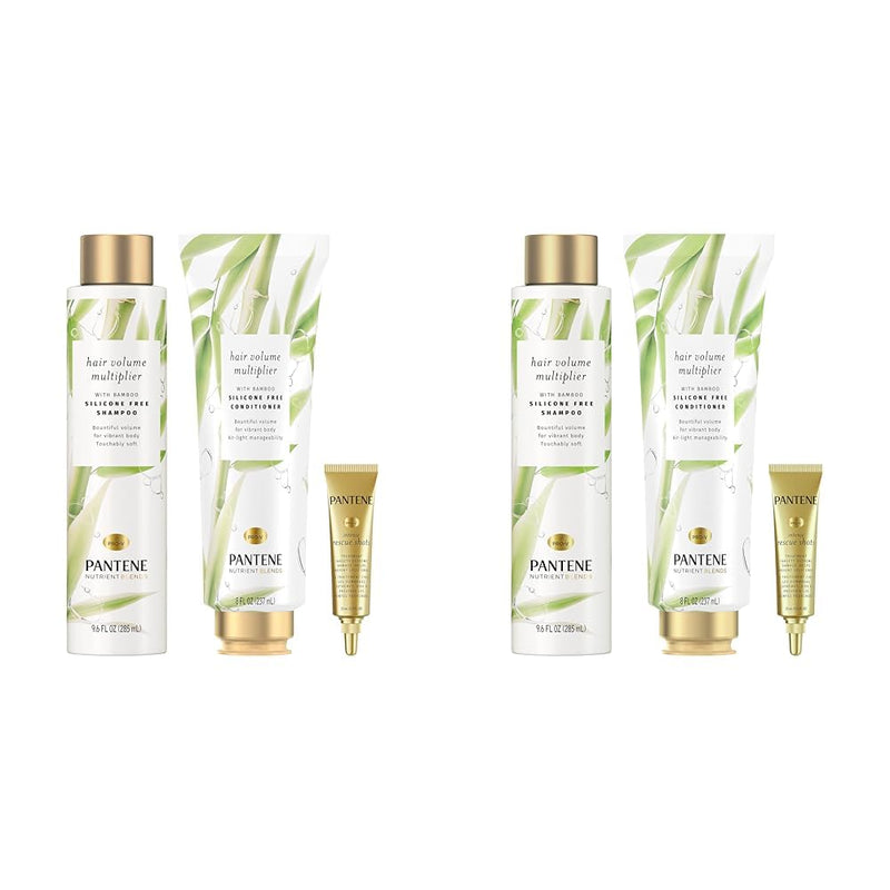 Pantene Shampoo and Conditioner Set Plus Hair Mask Rescue Shot Treatment, with Bamboo, Nutrient Blends Hair Volume Multiplier Infinity Warehouse
