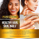 PURE RESEARCH Biotin & Collagen 60,000mcg Hair Growth Liquid Drops, Supports: Strong Nails, Glowing Skin, Healthy Hair Growth, More Absorption Than Capsules & Pills (4Fl Oz) Infinity Warehouse