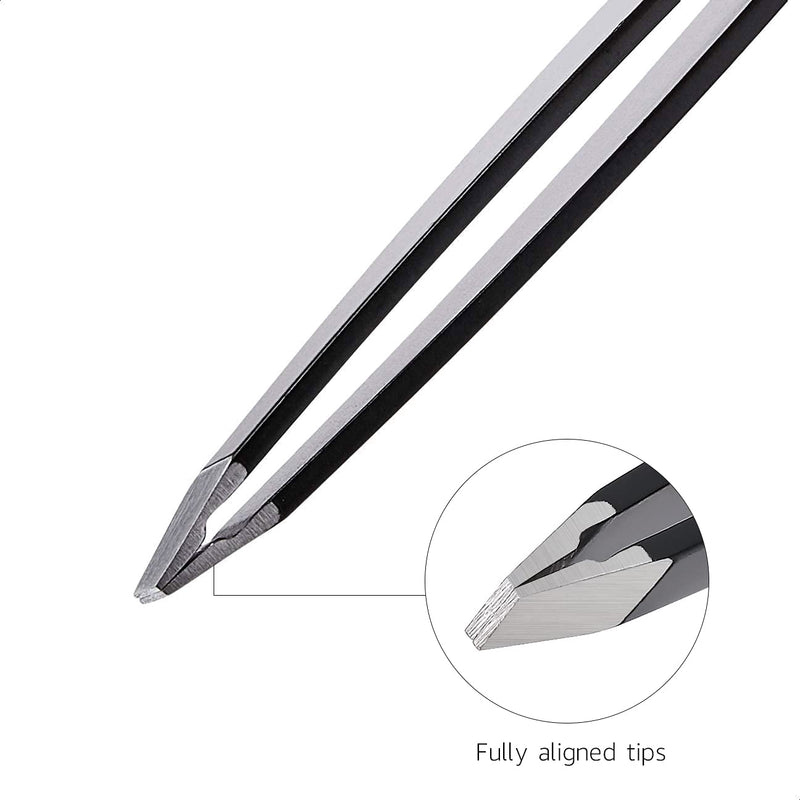 AmazonCommercial Professional Stainless Steel Slant Tip Tweezer, Eyebrow Tweezers for Your Daily Beauty Routine AmazonCommercial