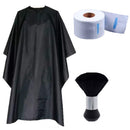 Haircutting Cape For Adults- Barber Cape For Men Hair Cape Barber Cape Hair Cut Cape Cape for Hair Cutting Black Large 55" X 63" Bonus Barber Accessories 1 Neck Duster Brush 1 Barber Neck Strips NA