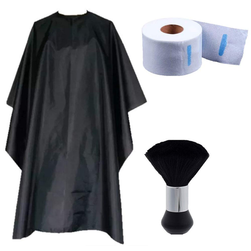 Haircutting Cape For Adults- Barber Cape For Men Hair Cape Barber Cape Hair Cut Cape Cape for Hair Cutting Black Large 55" X 63" Bonus Barber Accessories 1 Neck Duster Brush 1 Barber Neck Strips NA