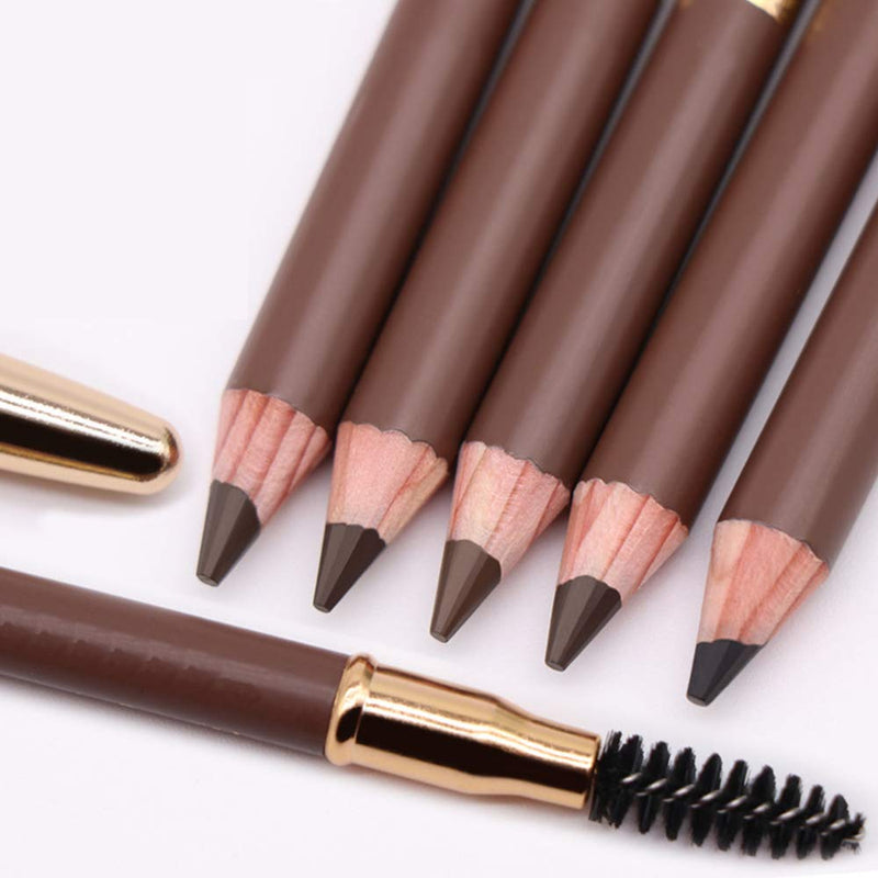 Eyebrow Pencil with Brow Brush 5pcs Pinkiou Waterproof Durable Liner Double-headed Makeup Brow Stylist Longlasting Microblading Pen Kit For Marking Outlining Eye Brow Liners 5 Colors Per Set Pinkiou Store