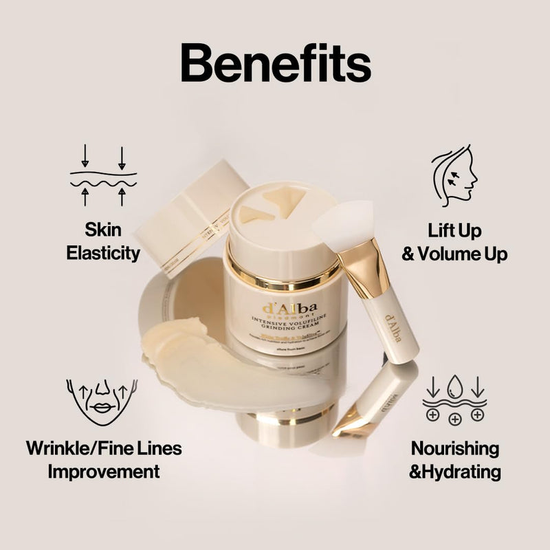 d'alba Piedmont Italian White Truffle Intensive Grinding Cream, Volufiline 50,000ppm, elasticity care and nourishment, Korean Skin Care