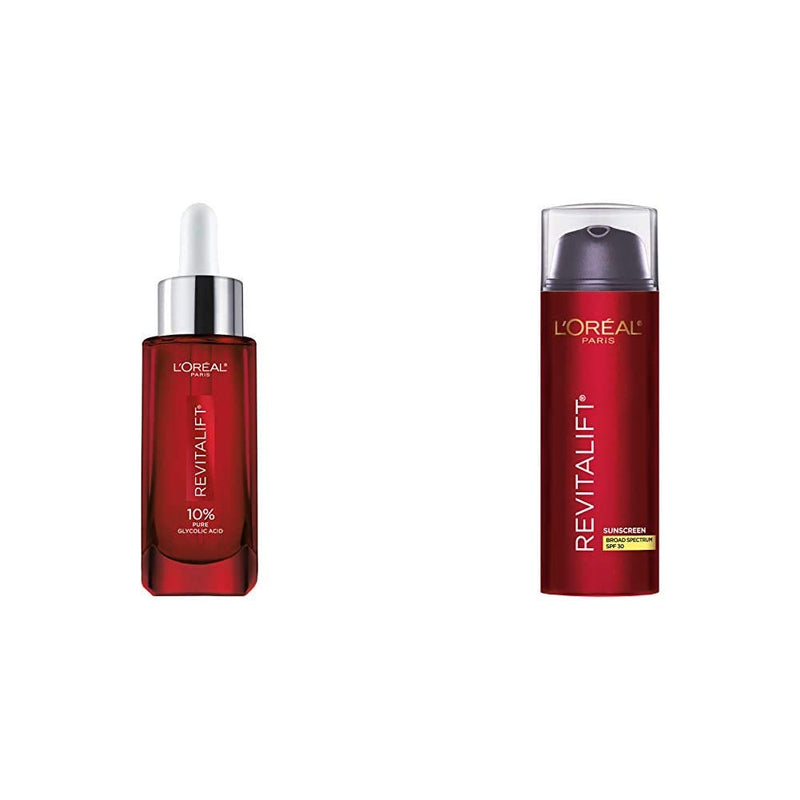 L'Oreal Paris Dark Spot Corrector & Moisturizer with SPF Kit, Revitalift Derm Intensives Pure Glycolic Acid Serum and Triple Power SPF 30 Sunscreen L'Oreal Paris