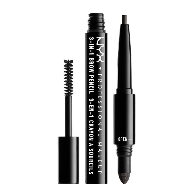 NYX PROFESSIONAL MAKEUP 3-In-1 Brow Pencil, Eyebrow Pencil - Charcoal NYX PROFESSIONAL MAKEUP