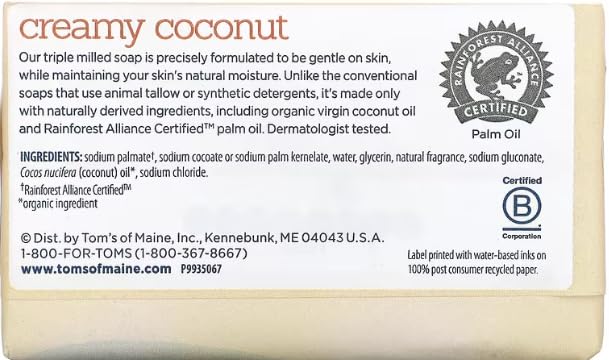 Tom's Natural Beauty Bar Soap, Creamy Coconut, 5 Oz (Pack of 2) Infinity Warehouse