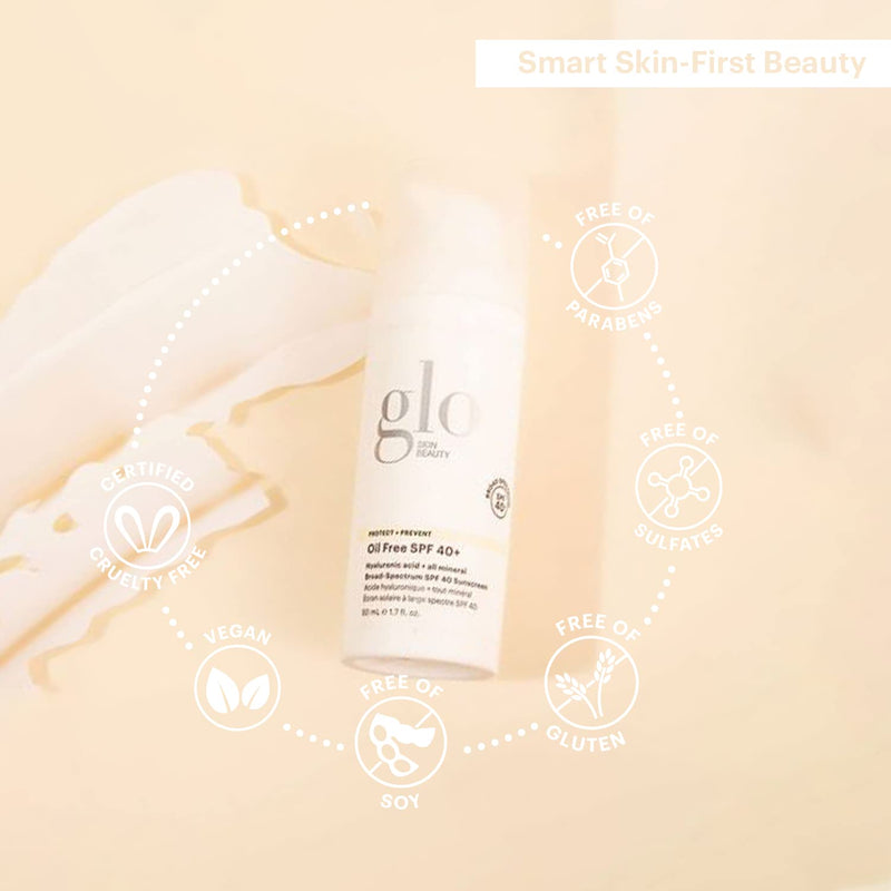 Glo Skin Beauty Oil Free SPF 40+ Hyaluronic Acid Infused All Mineral Sunscreen - Protect Against Sun Damage & Aging Environmental Skin Stressors - Weightless, Invisible Finish Infinity Warehouse