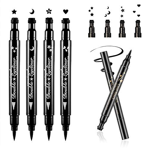 Pinkiou Eyeliner Pen with Eye Makeup Stamp Waterproof Double Sided Long Lasting Seal Eyeliner (4 in 1) Pinkiou