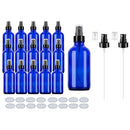 Blue Glass Spray Bottles 4oz ULG Fine Mist Sprayers Empty Spray Atomizer for Essential Oils Aromatherapy Cosmetic Sprays Including Waterproof DIY Labels 16 Piece Spray Replacement 2 Piece ULG