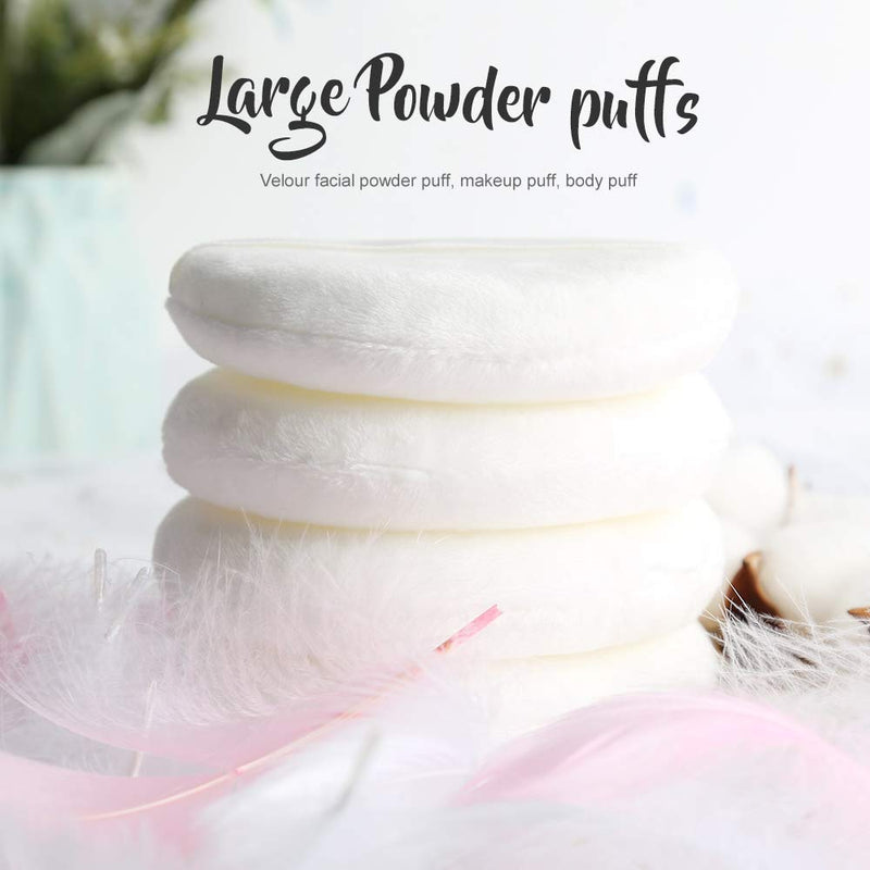 Teenitor 4 Inch Powder Puff, Ultra Soft Washable Large Round Velour Body Powder Puff Loose Powder Puff , 4 Pcs Teenitor