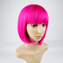 Short Bob Wigs with Bangs Cosplay Hair Wig for Women Shoulder Length Natural Bob Hair Colorful Costume Wigs (Hot Pink) YOUNIGA