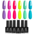 Beetles Gel Nail Polish Set, Forever Young Collection Turquoise Purple Blue Neon Yellow Gel Polish Hot Pink Gel Nail Lacquer Kit Nail Art Manicure, 7.3ml Each Bottle beetles Gel Polish