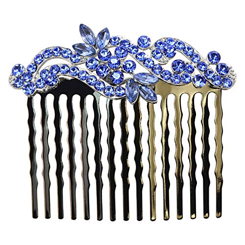 Faship Sapphire Color Blue Crystal Floral Hair Comb Faship